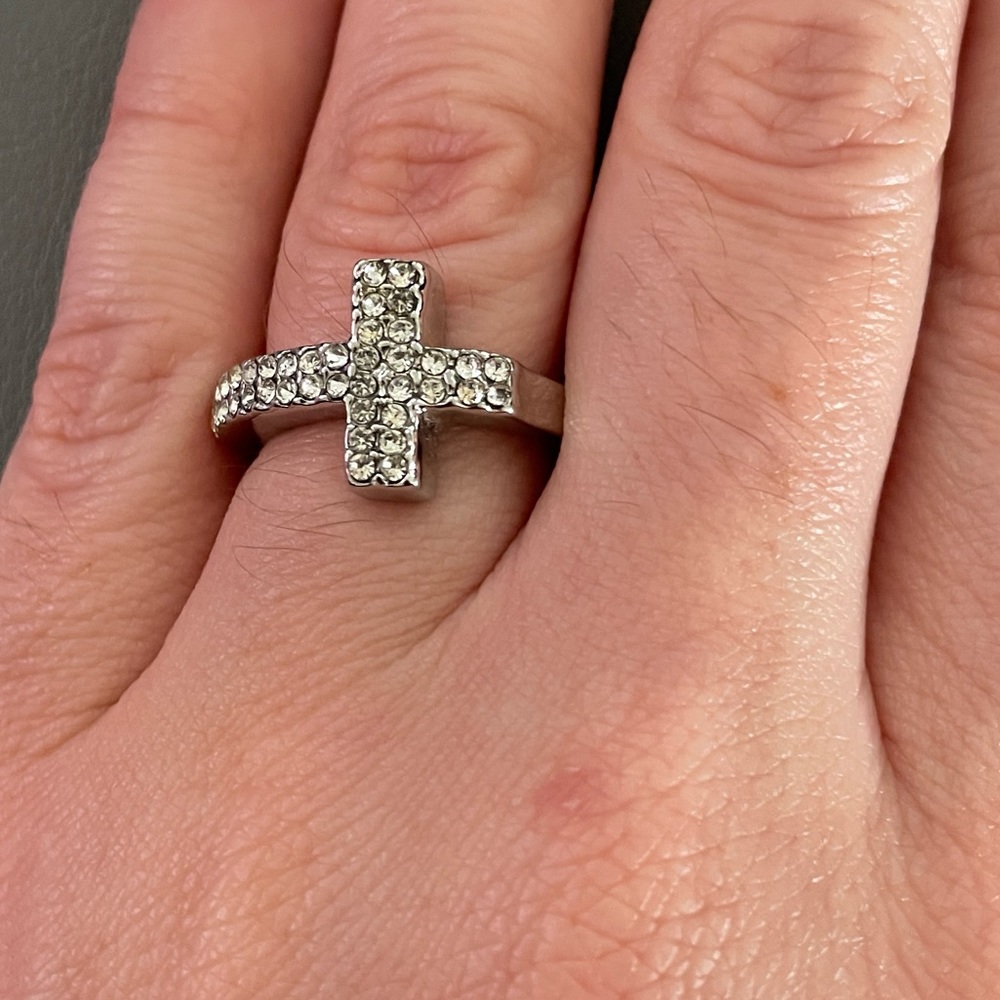 Cross ring, silver - Picture 3 of 3